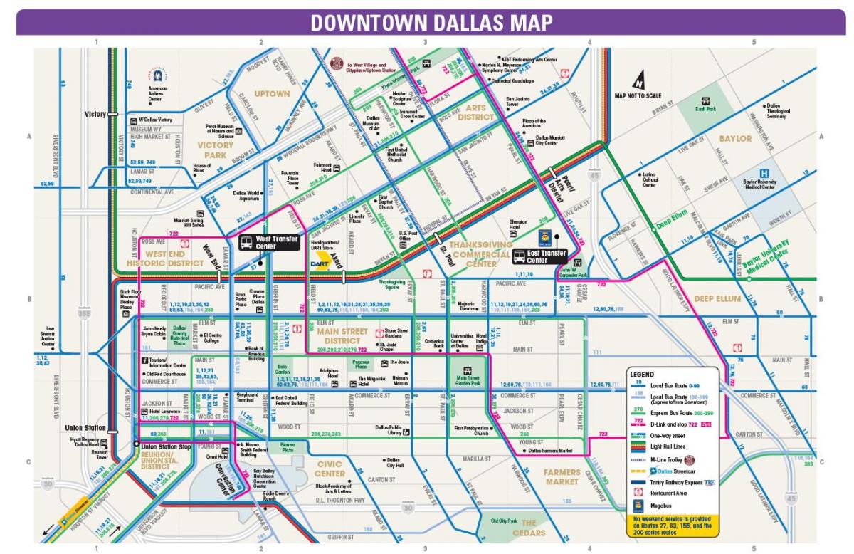 Dallas autobus ibilbide mapa