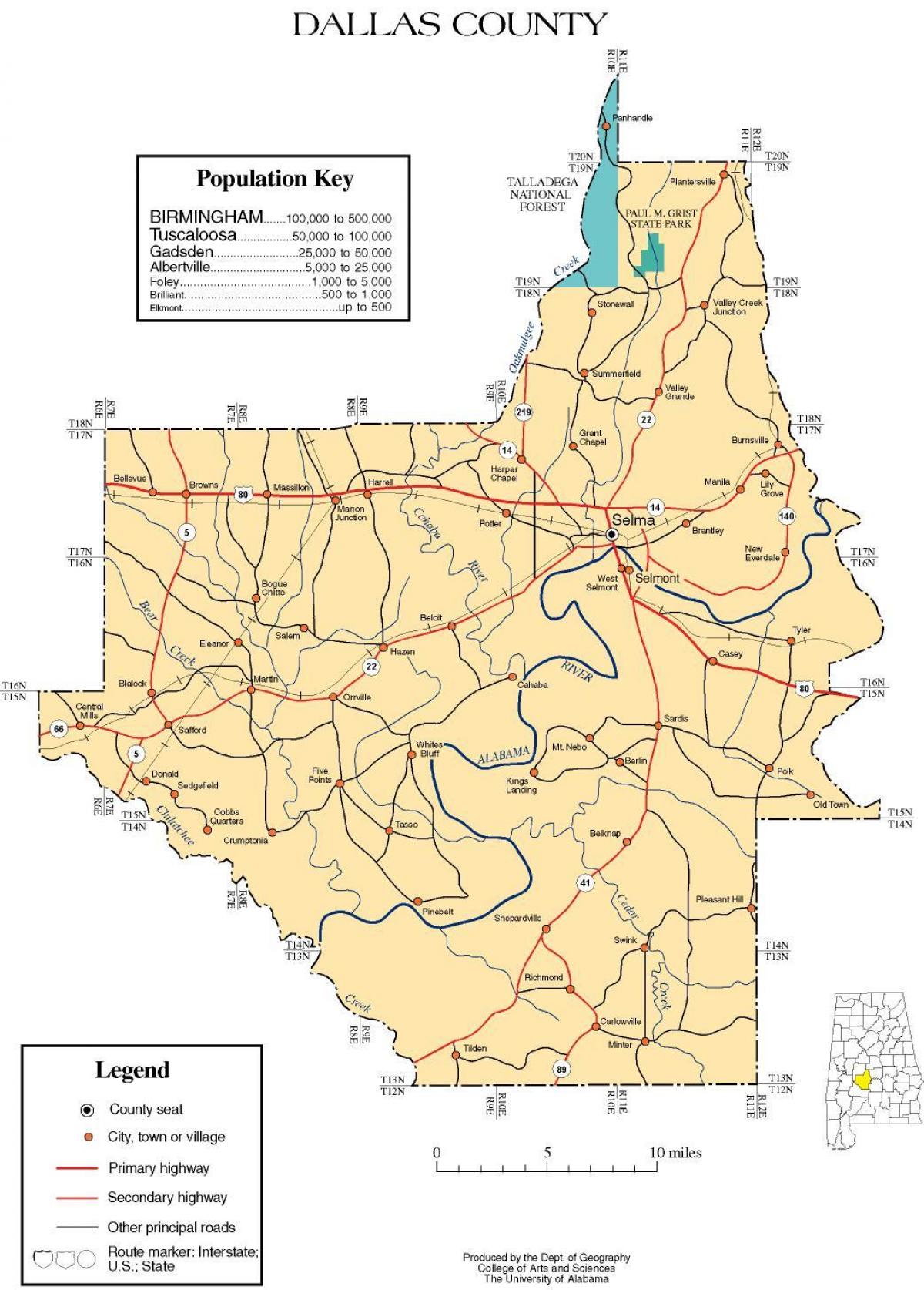 mapa Dallas county