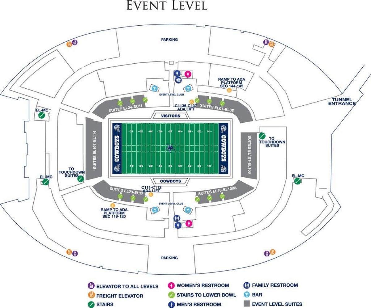 Cowboys estadio aparkalekua mapa
