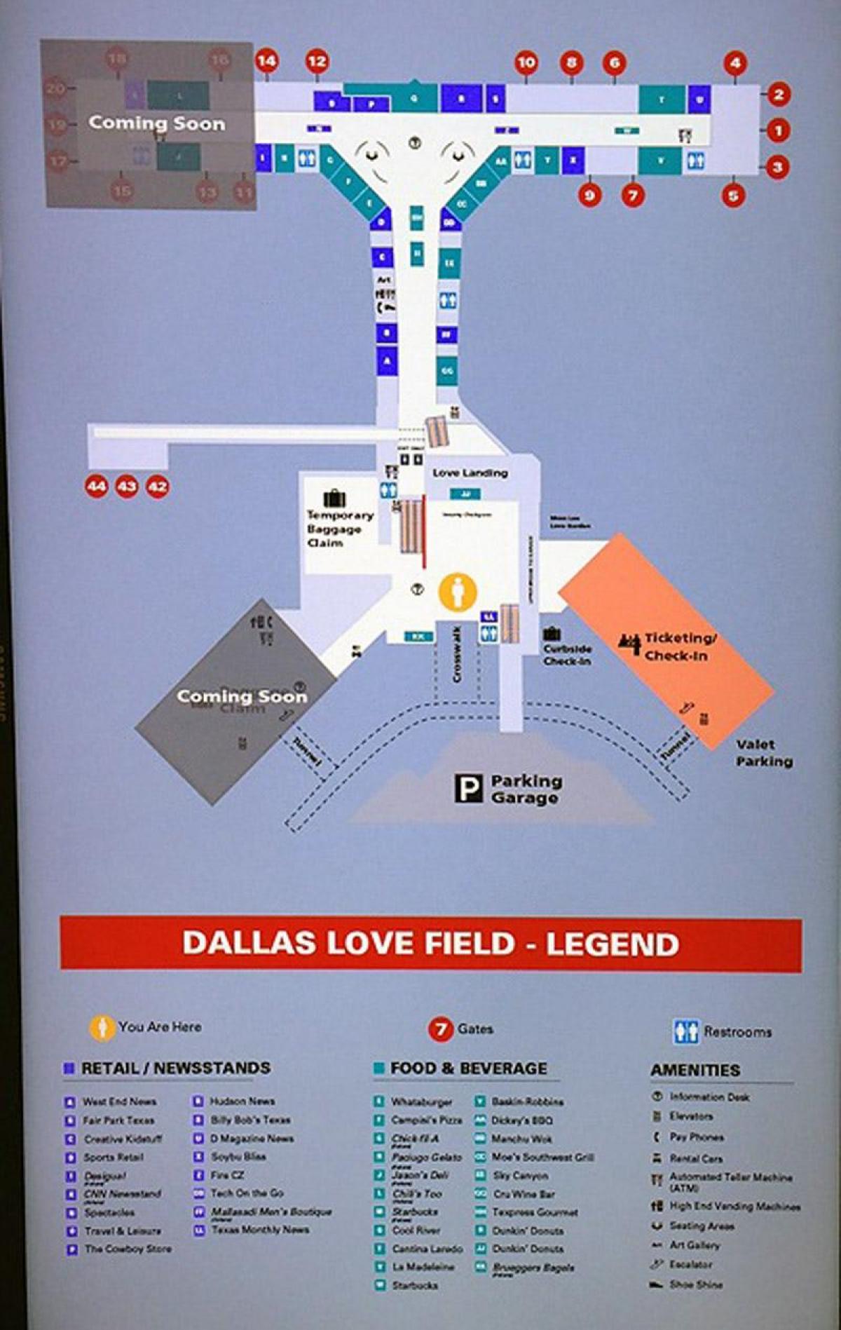 Dallas maite eremua aireportuko mapa