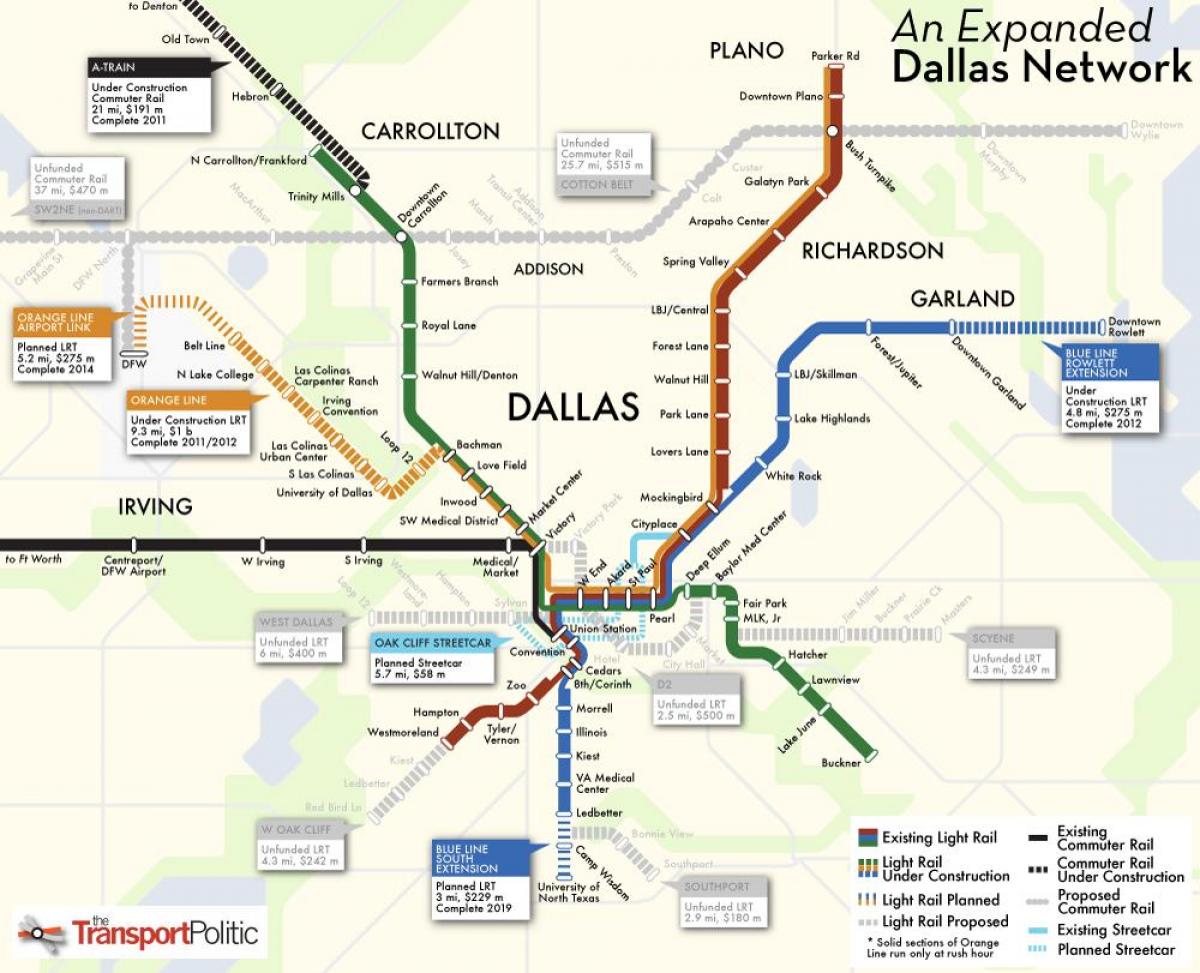 mapa Dallas metro