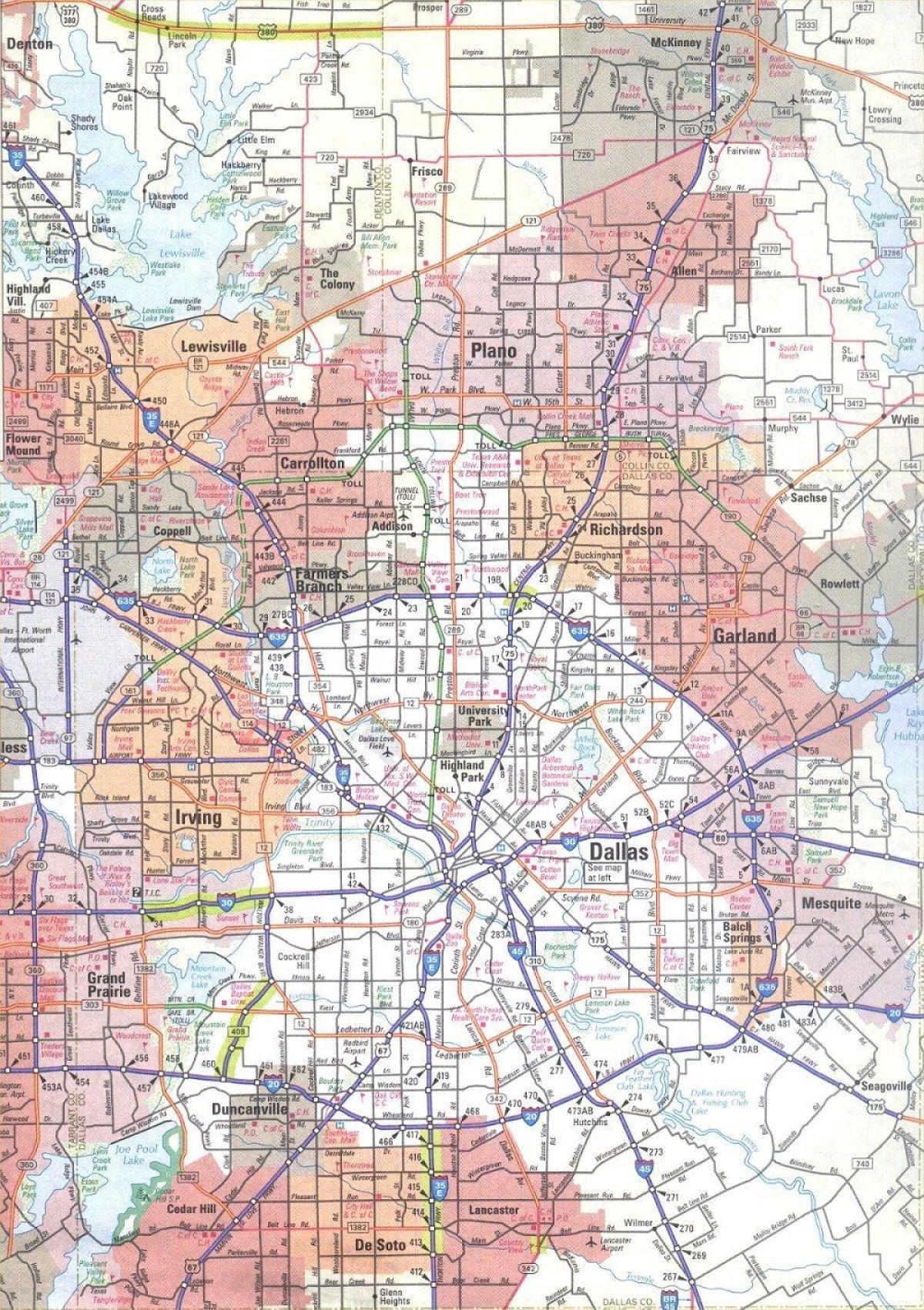 mapa Dallas Texas area